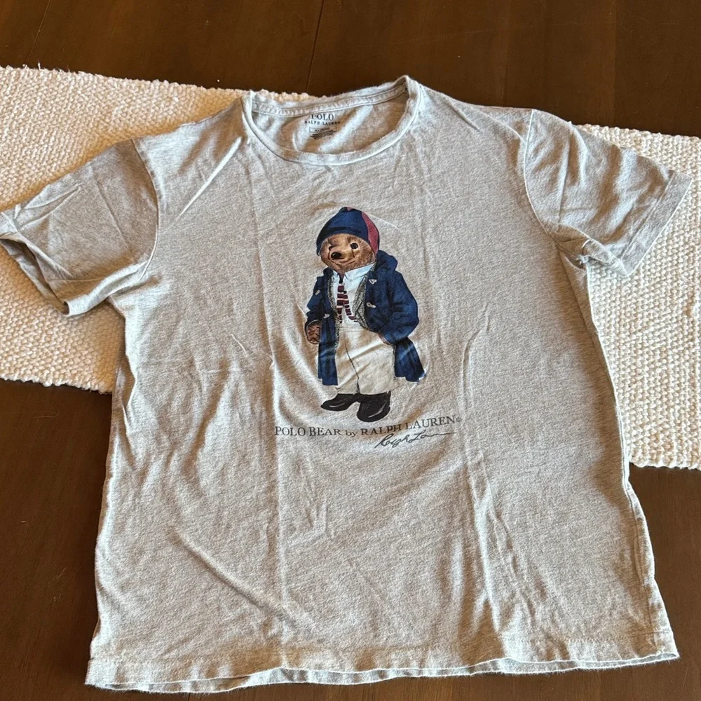 Polo by Ralph Lauren Light Gray Tee with Bear Design - Picture 2 of 6